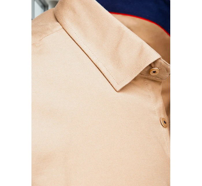Pánská elegantní hladká béžová košile SLIM FIT FashionStreet DX2602 Pánská elegantní hladká béžová košile SLIM FIT FashionStreet DX2602