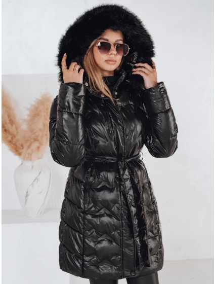 Dámská zimní bunda prošívaná s kapucí černá model 21990463 - Dstreet