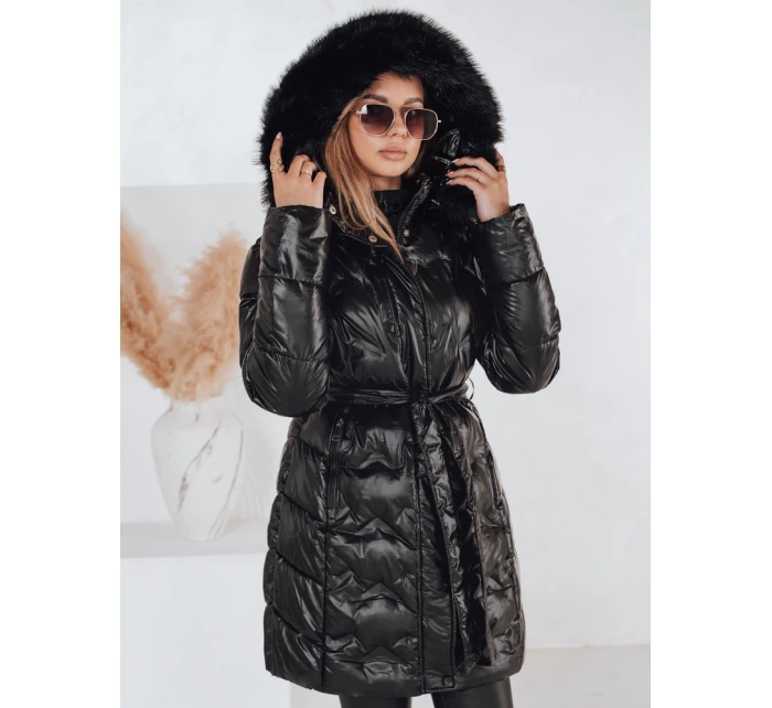 Dámská zimní bunda prošívaná s kapucí černá model 21990463 - Dstreet