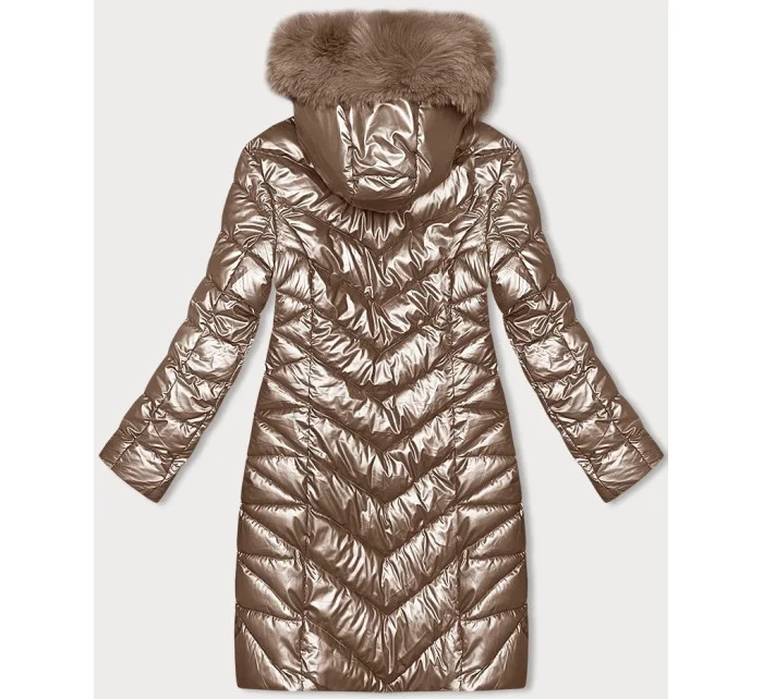 Prošívaná dámská zimní bunda v karamelové barvě model 21246958 - J.STYLE