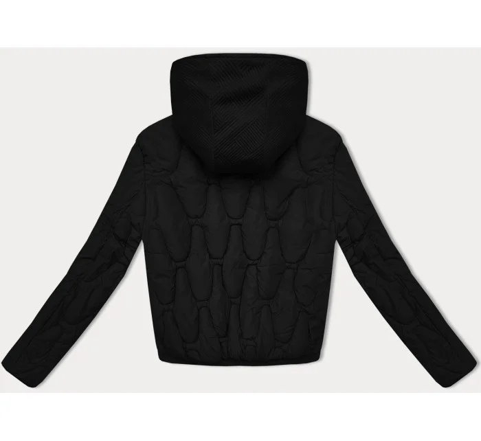 Černá krátká zimní bunda s ozdobnou kapucí S'west (B8261-1) Černá krátká zimní bunda s ozdobnou kapucí S'west (B8261-1)