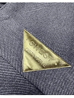 Tmavě modrý dlouhý pruhovaný dámský kabát s páskem model 21479158 - S'WEST