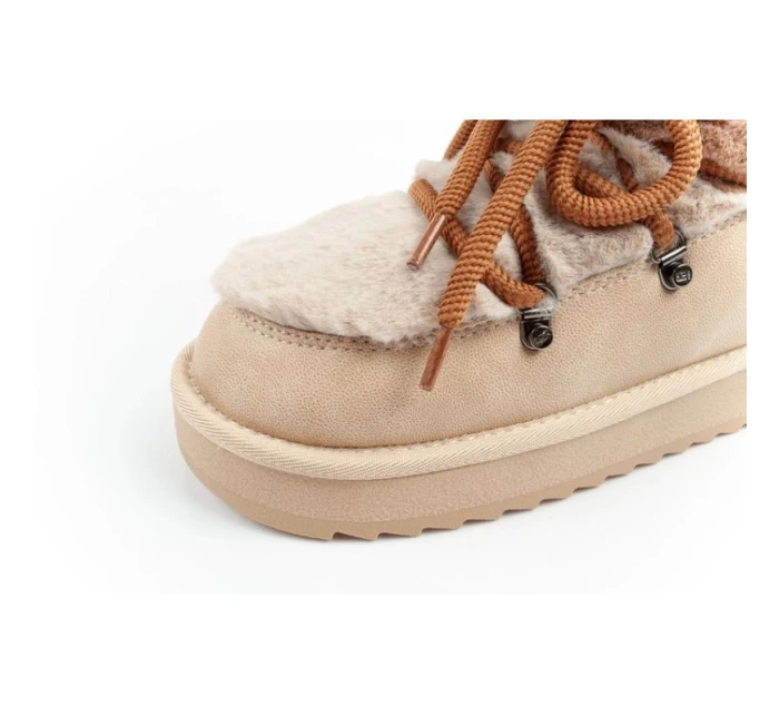 D.Franklin sněhule dámské zimní módní kožešinové zateplené hnědé béžové vysoké dámské