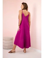 Mušelínové šaty na ramínka chrpově tmavě fialová