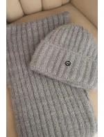 Dámský komplet čepice a model 21461072 šály z měkké příze šedý - K-Fashion