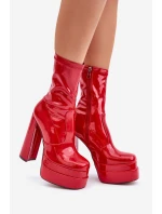 Lakované Botky Na Platformě A Vysokém Podpatku Červené Lotisha