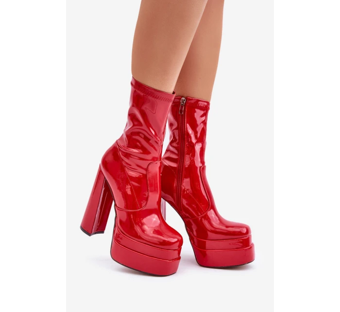 Lakované Botky Na Platformě A Vysokém Podpatku Červené Lotisha