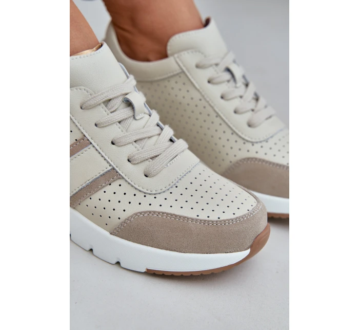 Dámské kožené tenisky na platformě béžové Gatira Dámské kožené tenisky na platformě béžové Gatira