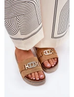 Dámské Pantofle Se Zlatým Detailem Na Platformě S Třpytkami Camel Eanes Dámské Pantofle Se Zlatým Detailem Na Platformě S Třpytkami Camel Eanes