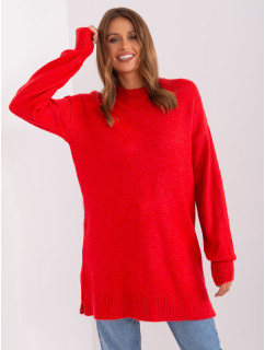 Červený oversize svetr s kulatým výstřihem