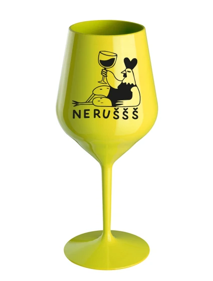 NERUŠŠŠ - žlutá nerozbitná sklenice na víno 470 ml