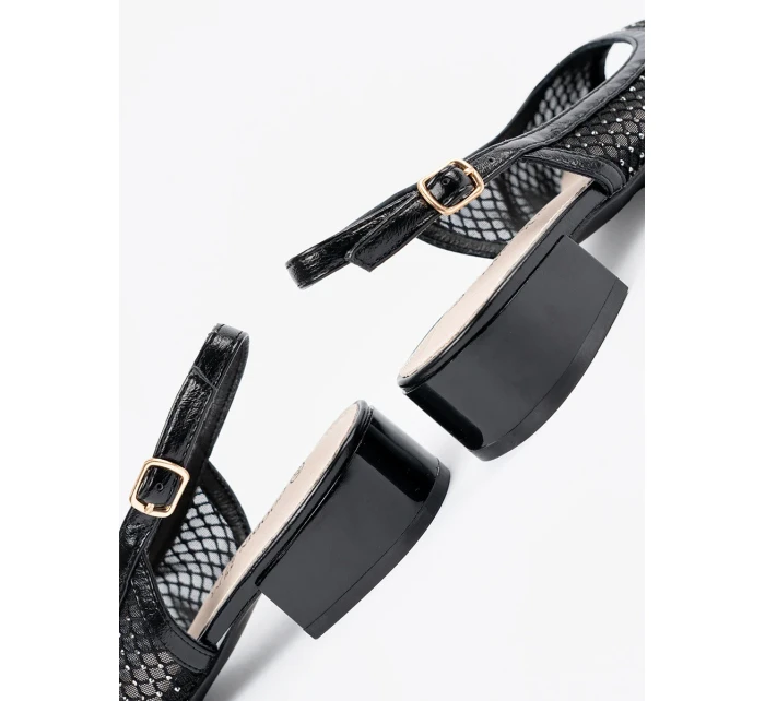 Moderní černé dámské  sandály Obcas