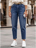 Dámské džíny s páskem, střih mom fit, modré, FashionStreet UY3118 Dámské džíny s páskem, střih mom fit, modré, FashionStreet UY3118