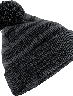 Beechfield B 476 Pletená čepice s bambulí "Team Stripe" 53.0476 graphite grey/black