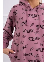 Mikina s nápisy tmavě růžová