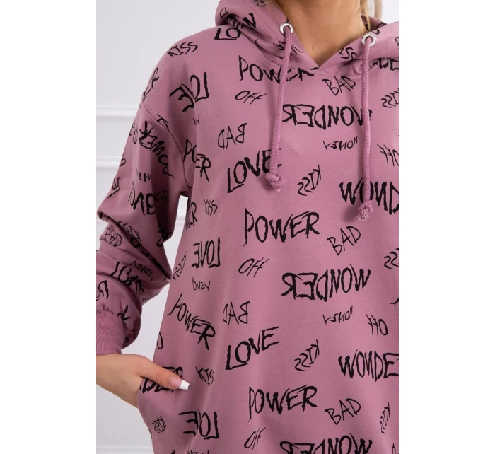 Mikina s nápisy tmavě růžová