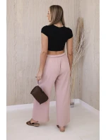 Kalhoty s širokým pasem tmavě pudrově růžová Kalhoty s širokým pasem tmavě pudrově růžová