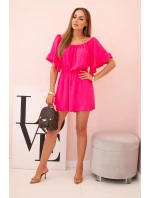 Dámský bavlněný overal bez rukávů s vázáním v pase ecru