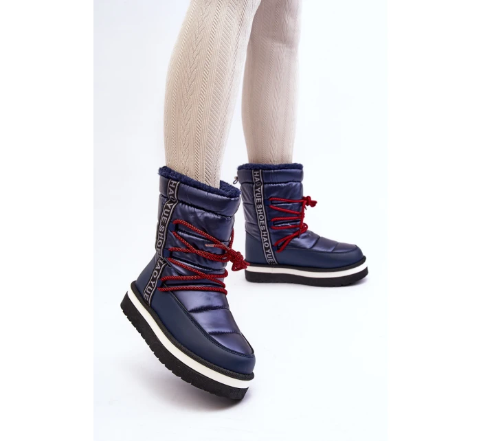 Dámské sněhule s vázáním v modré barvě model 21644706 - Boto Dámské sněhule s vázáním v modré barvě model 21644706 - Boto