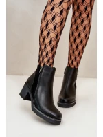 Dámské Botky Z Eko Kůže Na Podpatku Zateplené Černé model 21669129 - Boto Dámské Botky Z Eko Kůže Na Podpatku Zateplené Černé model 21669129 - Boto