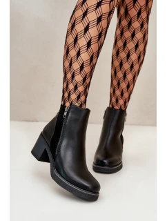 Dámské Botky Z Eko Kůže Na Podpatku Zateplené Černé model 21669129 - Boto
