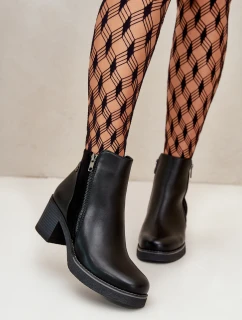 Dámské Botky Z Eko Kůže Na Podpatku Zateplené Černé model 21669129 - Boto