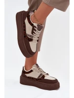 Dámské sneakersy na platformě Big Star SS274356 leopardí hnědo-bežové Dámské sneakersy na platformě Big Star SS274356 leopardí hnědo-bežové