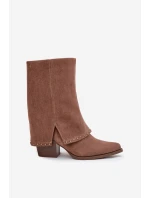 Dámské zimní kozačky s lemem  Béžové model 21708519 - VINCEZA