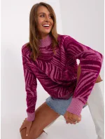 Sweter AT SW model 18895601 fioletowy - FPrice Sweter AT SW model 18895601 fioletowy - FPrice