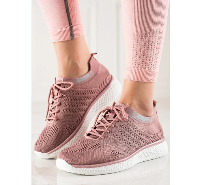 Výborné růžové  tenisky dámské bez podpatku