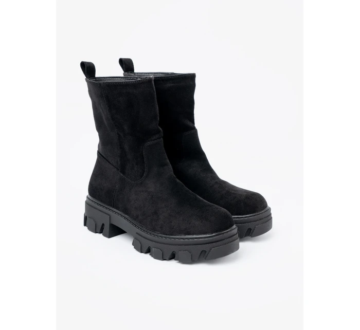 Luxusní  kotníčkové boty dámské černé platforma