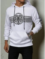 Pánská mikina s kapucí s potiskem bílá FashionStreet BX5573 Pánská mikina s kapucí s potiskem bílá FashionStreet BX5573