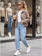 Kurtka przejściowa damska oversize ze stójką beżowa model 22540558 - FashionStreet Kurtka przejściowa damska oversize ze stójką beżowa model 22540558 - FashionStreet