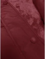 Červená dlouhá zimní bunda s kapucí model 21247371 - MELYA MELODY