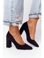 Semišové Lodičky Na Podpatku model 21549621 Černé - SERGIO LEONE