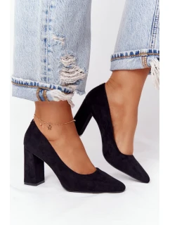 Semišové Lodičky Na Podpatku model 21549621 Černé - SERGIO LEONE