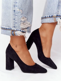 Semišové Lodičky Na Podpatku model 21549621 Černé - SERGIO LEONE