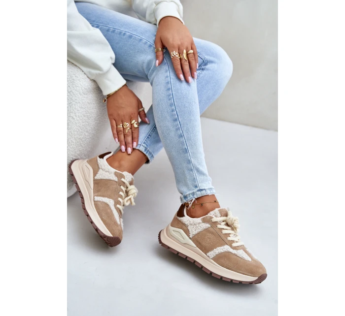 Zateplené dámské kožené sneakersy Big Star model 21675384 HIPOLY SYSTEM Béžové - Big Star Shoes