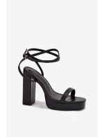 Dámské Sandály Na Podpatku S Páskem Černé model 21696037 - Boto Dámské Sandály Na Podpatku S Páskem Černé model 21696037 - Boto