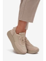 Kožené dámské tenisky na platformě Artiker 55C0021 béžové