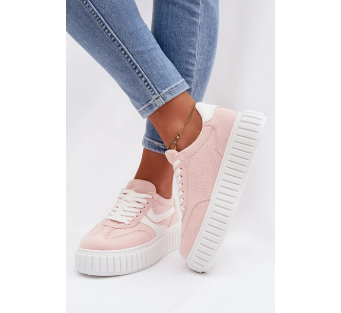 Dámské tenisky na platformě z eko semiše Růžové Cadrina