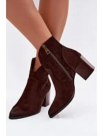 Dámské perforované kotníkové boty model 22100115 Čokoládové - VINCEZA
