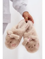 Dámské domácí pantofle s ušima a mašlí Corayne – béžové Dámské domácí pantofle s ušima a mašlí Corayne – béžové