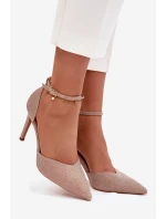 Dámské lesklé lodičky se páskem - šampaňské Joranne Dámské lesklé lodičky se páskem - šampaňské Joranne