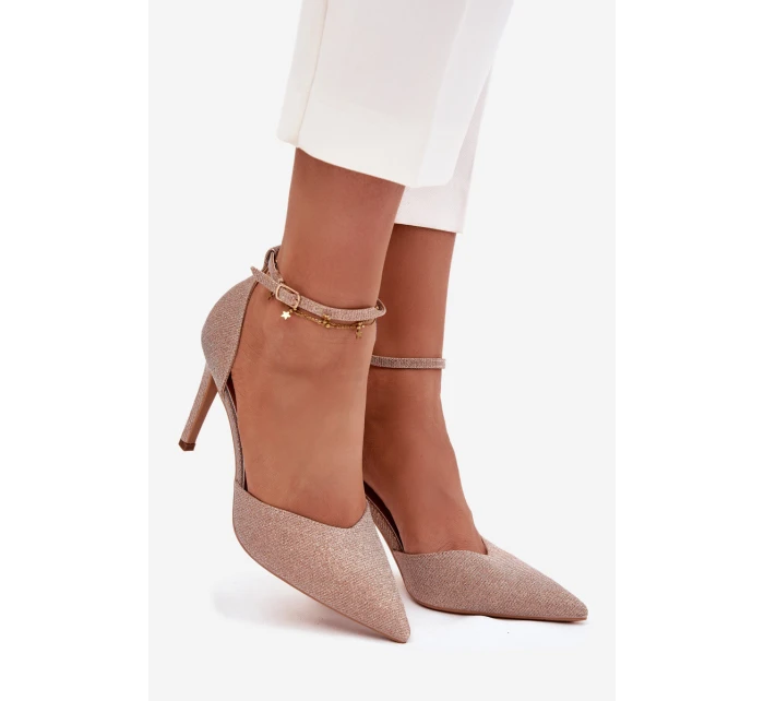 Dámské lesklé lodičky se páskem - šampaňské Joranne Dámské lesklé lodičky se páskem - šampaňské Joranne