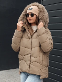 Dámská zimní bunda FIXMIX s prošívanou kapucí béžová FashionStreet TY4673