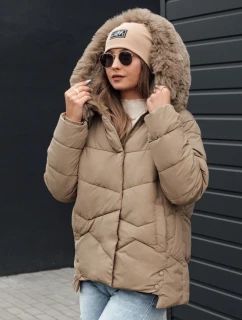 Dámská zimní bunda FIXMIX s prošívanou kapucí béžová FashionStreet TY4673