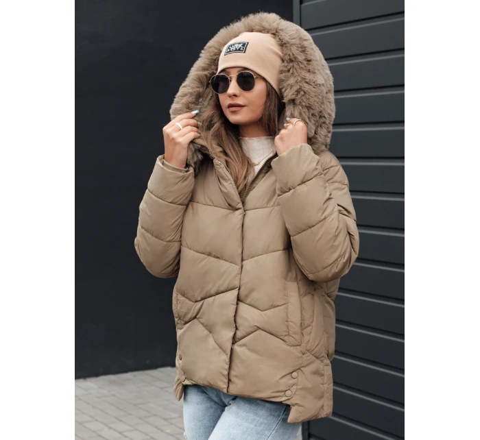 Dámská zimní bunda FIXMIX s prošívanou kapucí béžová FashionStreet TY4673