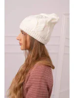Dámská čepice ecru model 18752441 - K-Fashion Dámská čepice ecru model 18752441 - K-Fashion