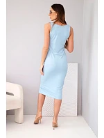 Dámské viskózové žebrované šaty na ramínkách modrá Dámské viskózové žebrované šaty na ramínkách modrá